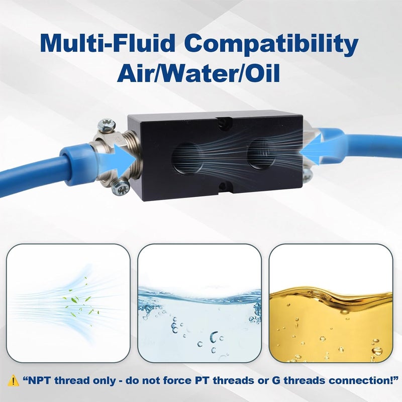 MARSTEK High Flow Air Manifold, Air Compressor Manifold, Air Hose Inline Manifold Block Splitter, Pneumatic Manifold Air Distribution Block, NPT 1 Inch Supply Port, NPT 1/2 Inch Output Port (2 Way 4 Port) - Image 5